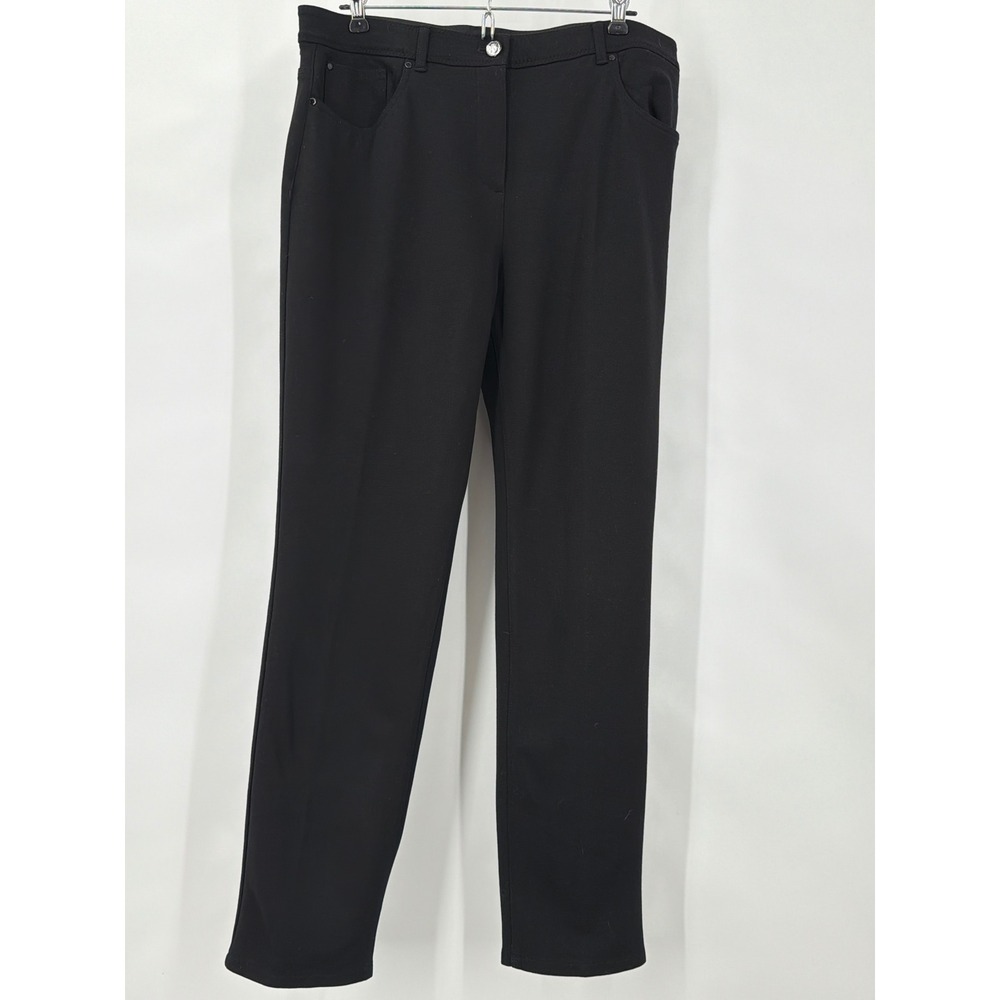 Chico's 2 So Slimming Black Straight Leg Pants Short Stretch Trousers Large